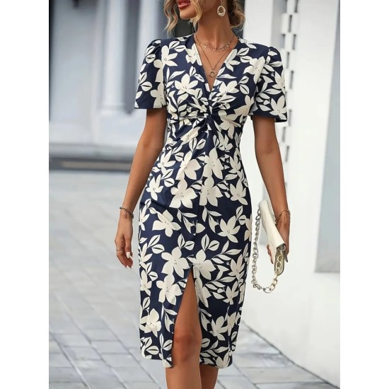 K55156-DESENLI Patterned DRESS