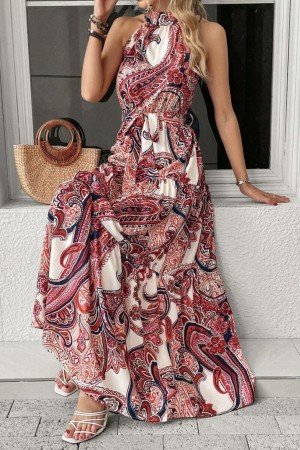 K55163-BORDO Burgundy DRESS