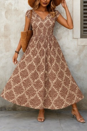 K55174-KAHVE COFFEE DRESS