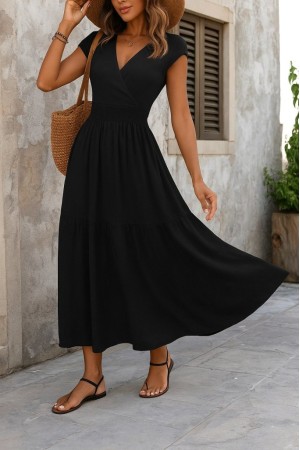 K55174-SIYAH DESENLİ ELBİSE