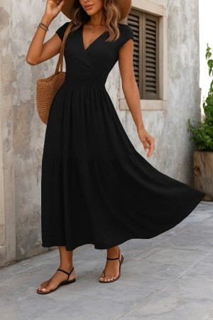 K55174-SIYAH Patterned DRESS