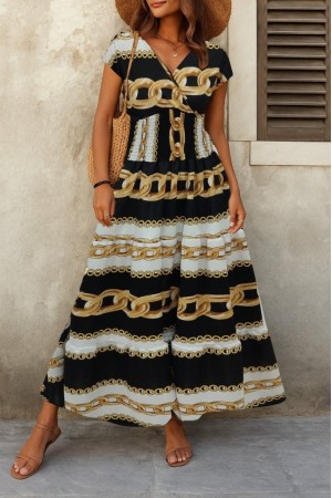 K55174-ZINCIR DESENLİ ELBİSE
