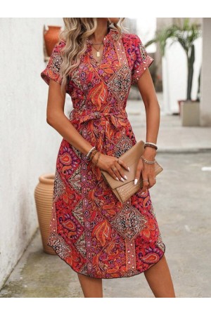 K55195-COK_RENKLI DESENLİ ELBİSE