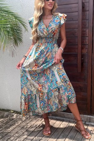K55201-DESENLI Patterned DRESS