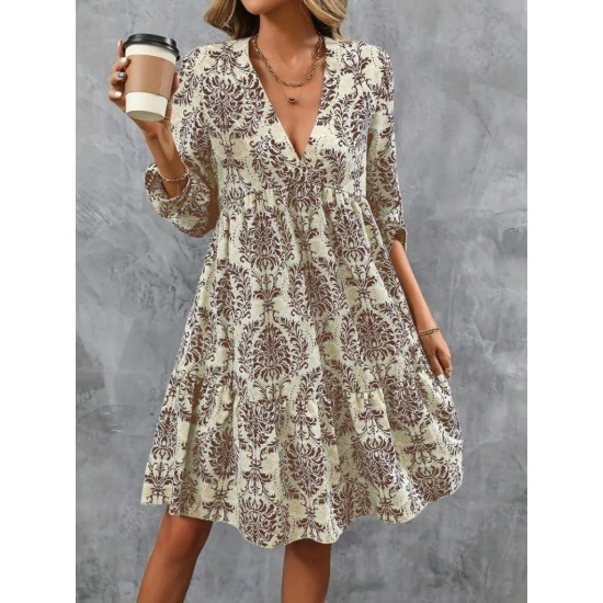 K55210-KAHVE COFFEE DRESS