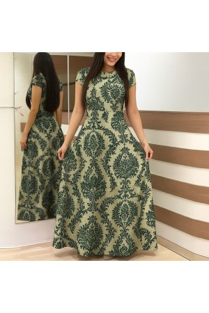 K61398-YESIL YEŞİL ELBİSE