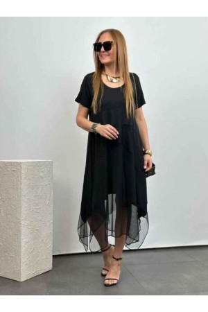 K61403-SIYAH SİYAH ELBİSE