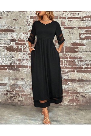 K61406-SIYAH SİYAH ELBİSE