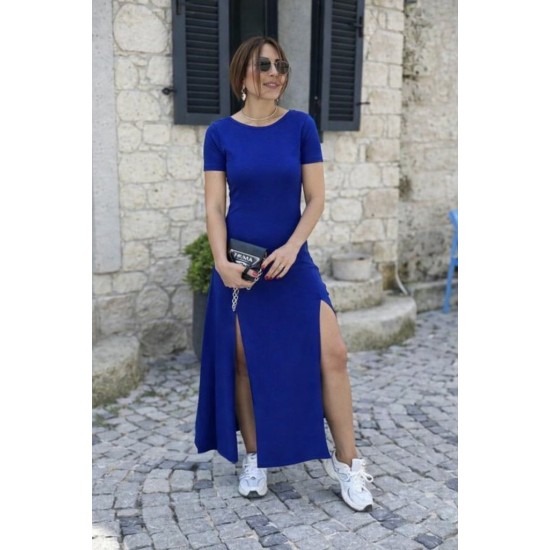 K61442-SAKS "SAKS MAVİ" DRESS