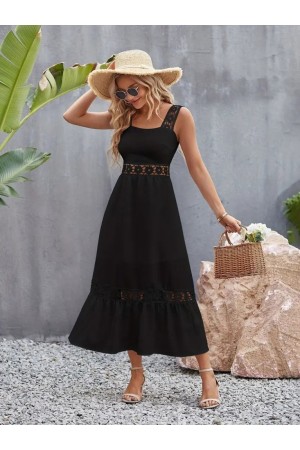 K61463-SIYAH SİYAH ELBİSE