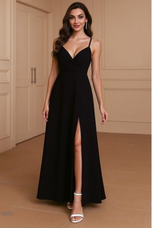 K61469-SIYAH SİYAH ELBİSE