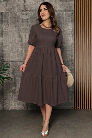 K61477-KAHVE COFFEE DRESS