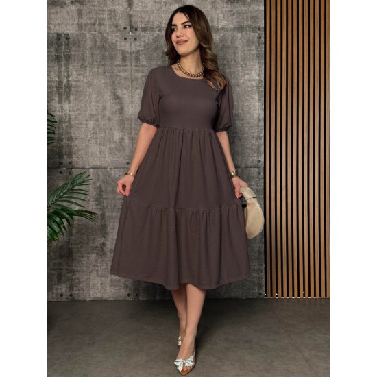 K61477-KAHVE COFFEE DRESS