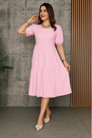 K61477-PEMBE PEMBE ELBİSE