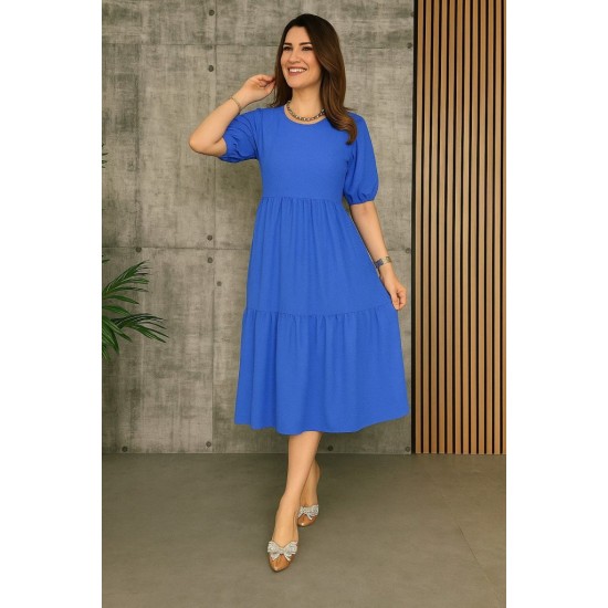 K61477-SAKS "SAKS MAVİ" DRESS