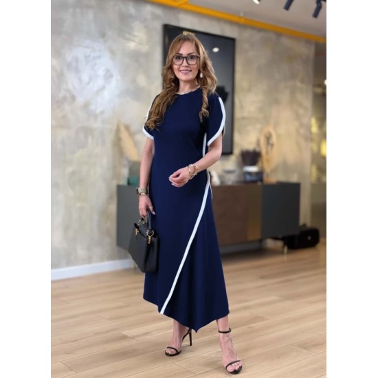 K61498-LACIVERT LACİVERT ELBİSE