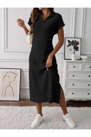 K61515-SIYAH SİYAH ELBİSE