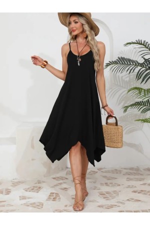 K61536-SIYAH SİYAH ELBİSE