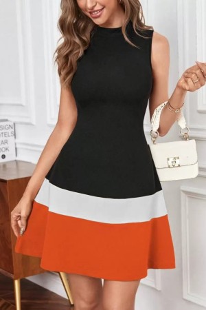 K61537-TURUNCU ORANGE DRESS