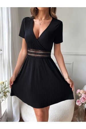 K61544-SIYAH SİYAH ELBİSE