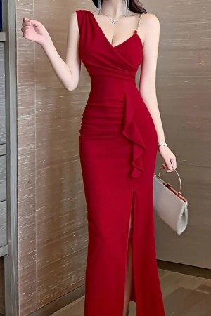 K61558-KIRMIZI RED DRESS