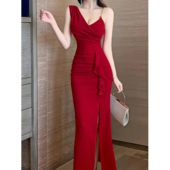 K61558-KIRMIZI RED DRESS