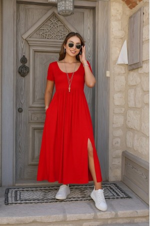 K61559-KIRMIZI KIRMIZI ELBİSE