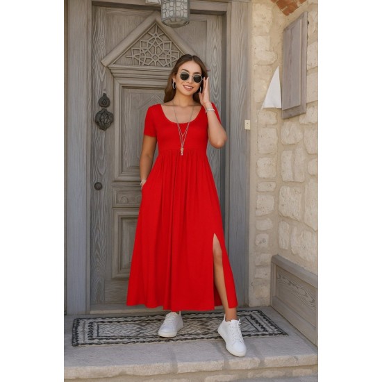 K61559-KIRMIZI KIRMIZI ELBİSE