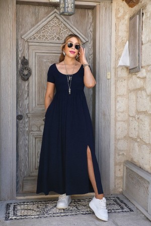 K61559-LACIVERT BLUE DRESS