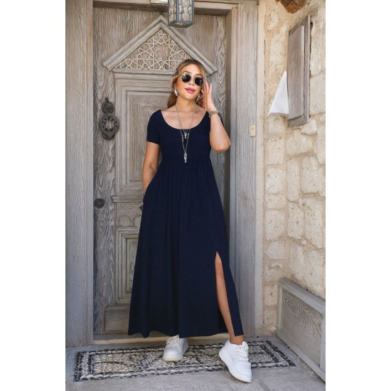 K61559-LACIVERT BLUE DRESS