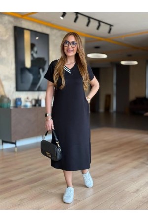 K61561-SIYAH SİYAH ELBİSE