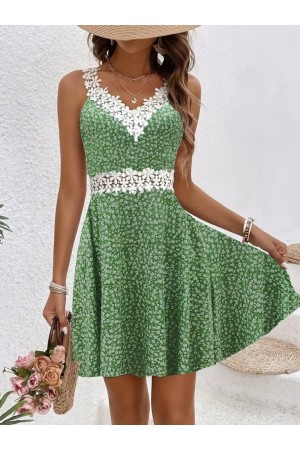 K61566-YESIL YEŞİL ELBİSE