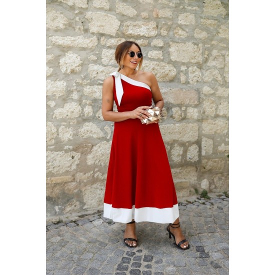 K61575-KIRMIZI RED DRESS