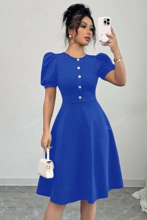 K61577-SAKS "SAKS MAVİ" DRESS