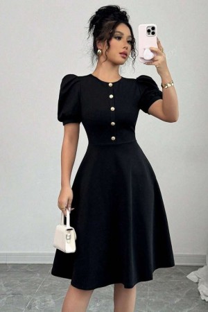 K61577-SIYAH BLACK DRESS