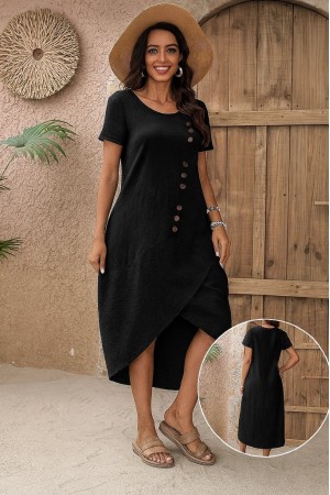 K61586-SIYAH SİYAH ELBİSE