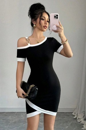 K61595-SIYAH BLACK DRESS