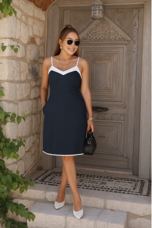 K61607-LACIVERT LACİVERT ELBİSE