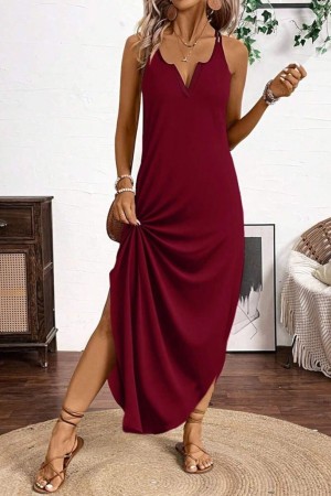 K61617-BORDO Burgundy DRESS