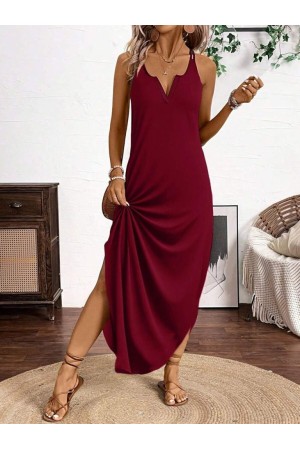 K61617-BORDO BORDO ELBİSE