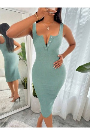 K61620-YESIL YEŞİL ELBİSE