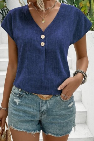 K61621-MAVI BLUE BLOUSE