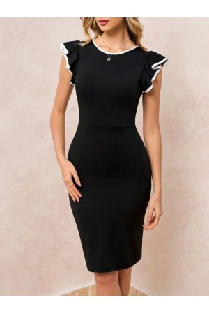 K61629-SIYAH SİYAH ELBİSE