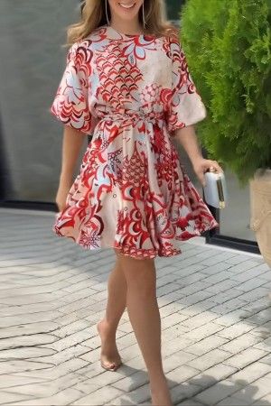 K61643-DESENLI Patterned DRESS