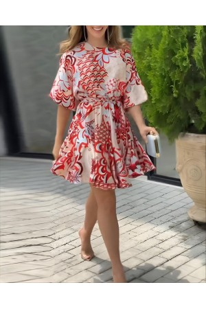 K61643-DESENLI DESENLİ ELBİSE