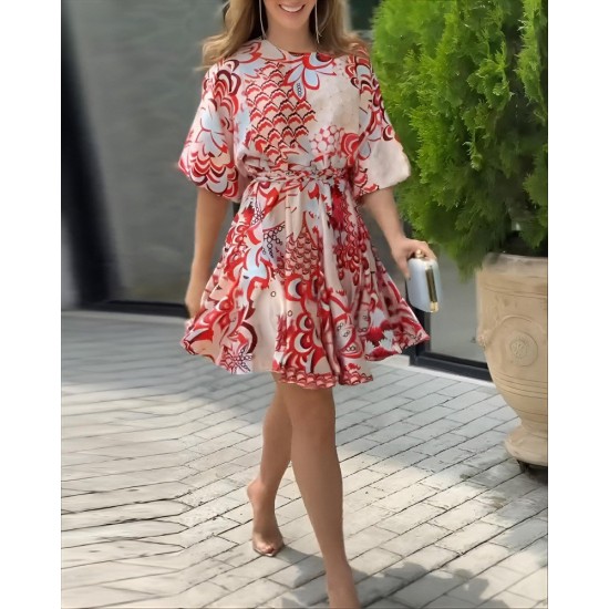 K61643-DESENLI Patterned DRESS