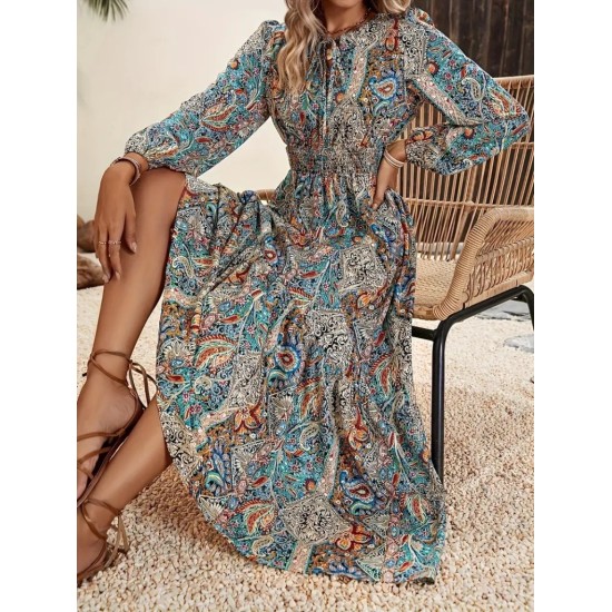 K61655-DESENLI Patterned DRESS