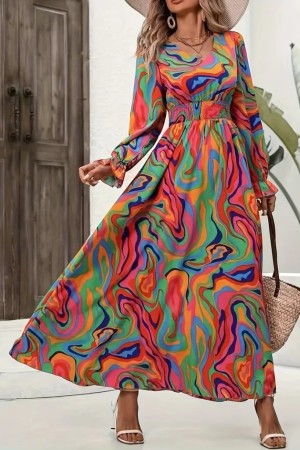 K61658-DESENLI Patterned DRESS