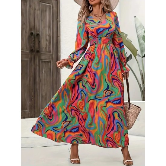 K61658-DESENLI Patterned DRESS