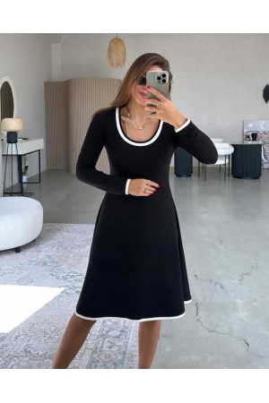 K61692-SIYAH SİYAH ELBİSE